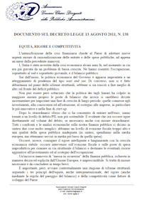Documento Agdp sulla Manovra di Agosto 2011